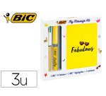 Set escritura bic 1 cuatro colores shine + 1 fluorescente grip pastel + 1 notebook