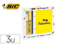 Set escritura bic 1 cuatro colores shine + 1 fluorescente grip pastel + 1 notebook