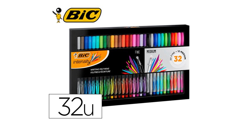 Rotulador bic intesity collection estuche de 32 unidades colores surtidos