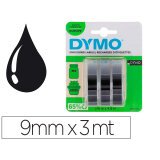 Cinta dymo 3d 9mm x 3mt para rotuladora omega/junior color negro blister 3 unidades