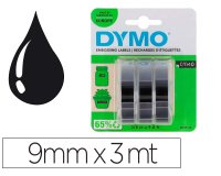Cinta dymo 3d 9mm x 3mt para rotuladora omega/junior color negro blister 3 unidades