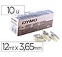 Cinta dymo aluminio con adhesivo 12mm x 3,65mt para rotuladora industrial m1011 caja de 100 unidades