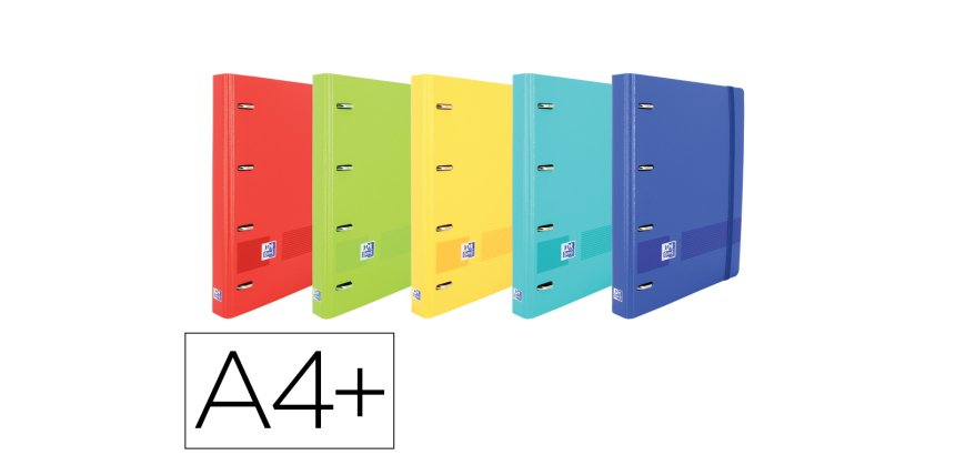 Carpeta con recambio oxford europeanbinder live&go din a4+polyfoam 4 anillas 35 mm cuadro 5 mm colores surtidos