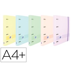 Carpeta con recambio oxford europeanbinder live&go din a4+polyfoam 4 anillas 35 mm cuadro 5 mm colores pastel