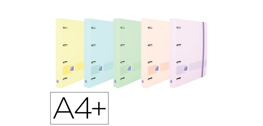 Carpeta con recambio oxford europeanbinder live&go din a4+polyfoam 4 anillas 35 mm cuadro 5 mm colores pastel