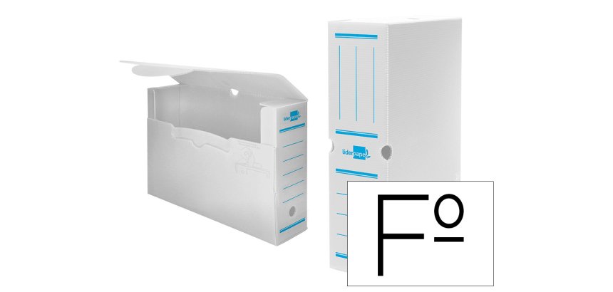 Caja archivo definitivo plastico liderpapel lomo 100 mm blanco 360x100x260 mm
