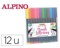 Rotulador alpino punta de pincel lettering estuche de 12 unidades colores surtidos