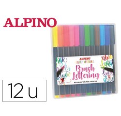 Rotulador alpino punta de pincel lettering estuche de 12 unidades colores surtidos
