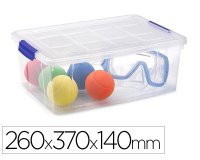Contenedor plastico plasticforte 9 litros n 29 transparente con tapa 260x370x140 mm