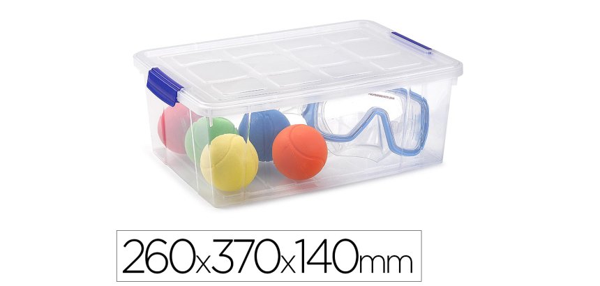 Contenedor plastico plasticforte 9 litros n 29 transparente con tapa 260x370x140 mm