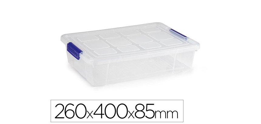 Contenedor plastico plasticforte 5 litros n 30 transparente con tapa 260x400x85 mm