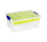 Contenedor plastico plasticforte 9 litros n 31 transparente con tapa y bandeja 260x370x140 mm