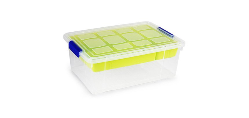 Contenedor plastico plasticforte 9 litros n 31 transparente con tapa y bandeja 260x370x140 mm