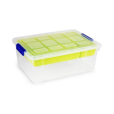 Contenedor plastico plasticforte 9 litros n 31 transparente con tapa y bandeja 260x370x140 mm