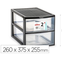 Cajonera plastiforte ebro 2 cajones color negro 260x375x255 mm