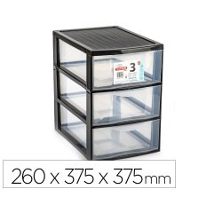 Cajonera plastiforte ebro 3 cajones color negro 260x375x375 mm