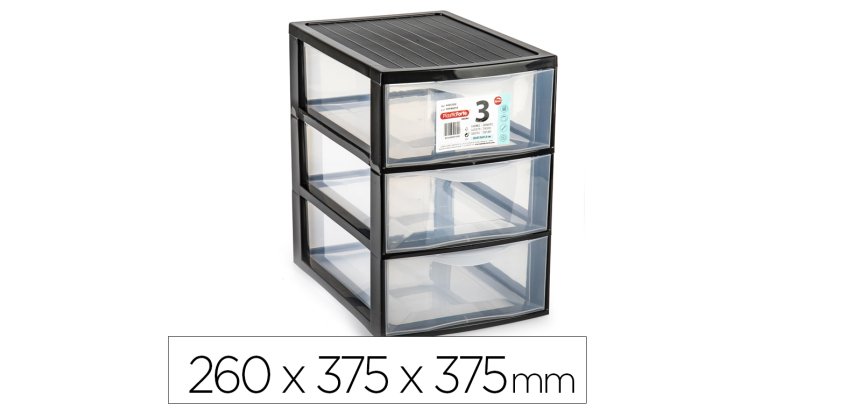 Cajonera plastiforte ebro 3 cajones color negro 260x375x375 mm