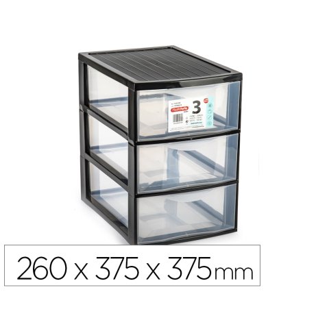 Cajonera plastiforte ebro 3 cajones color negro 260x375x375 mm