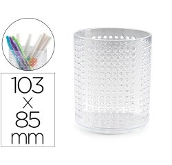 Cubilete portalapices plastiforte transparente organizer redondo nº6 diametro 85 mm alto 103 mm