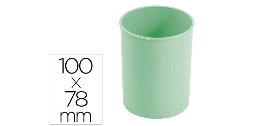 Cubilete portalapices faibo verde pastel opaco plastico diametro 78 mm alto 100 mm
