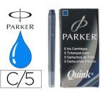 Tinta estilografica parker azul permanente caja de 5 cartuchos