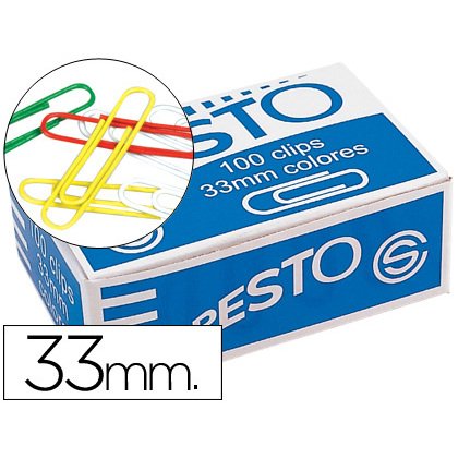 Clips colores presto caja de 100 unidades colores surtidos