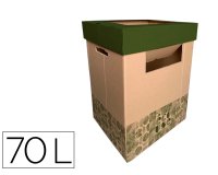 Contenedor papelera reciclaje liderpapel ecouse carton 100% reciclado y reciclable 70 litros 450x350x650 mm