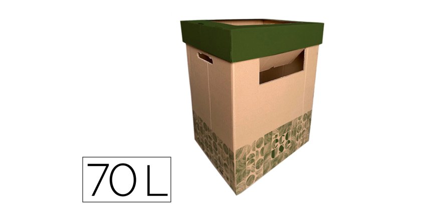Contenedor papelera reciclaje liderpapel ecouse carton 100% reciclado y reciclable 70 litros 450x350x650 mm