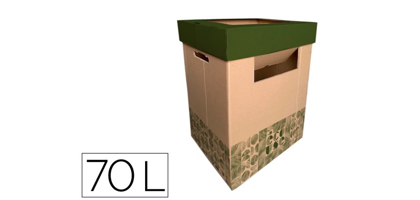 Contenedor papelera reciclaje liderpapel ecouse carton 100% reciclado y reciclable 70 litros 450x350x650 mm