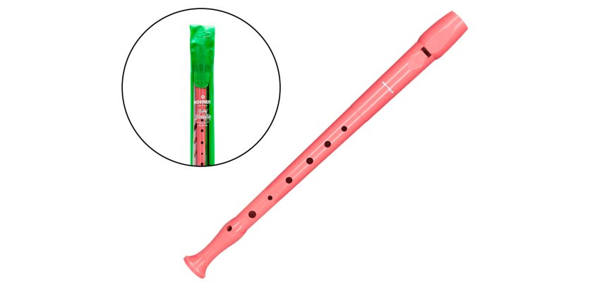 Flauta hohner 9508 color coral funda verde y transparente