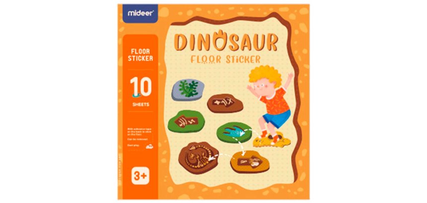 Juego didactico mideer dinosaurio con 64 adhesivos para suelo removibles