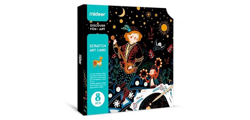 Juego didactico mideer scratch art card boy