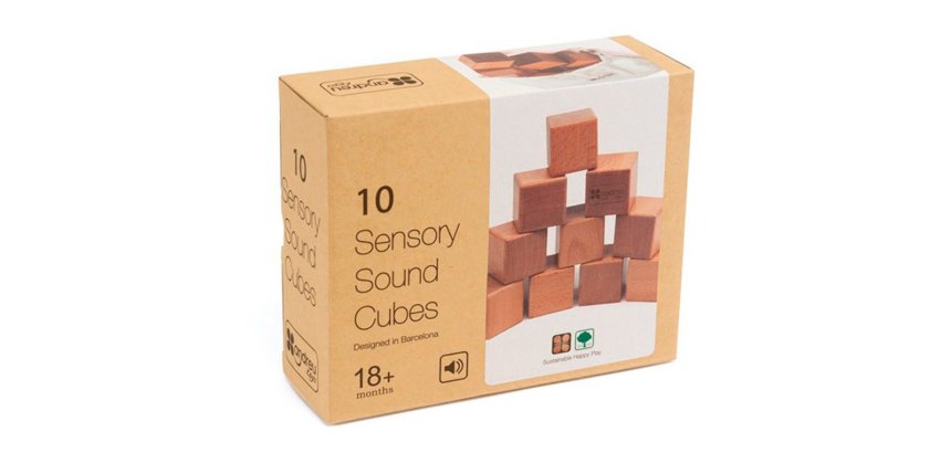 Juego didactico andreutoys 10 cubos sensoriales con sonido madera