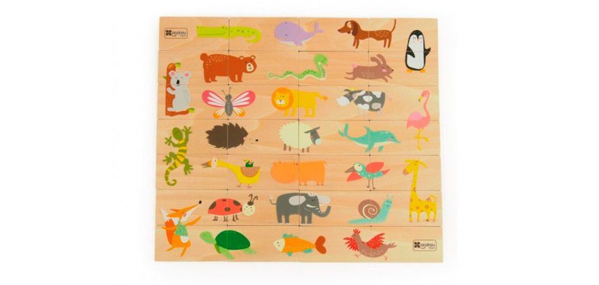 Puzle andreutoys domino animales madera 28 piezas