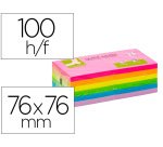 Bloc de notas adhesivas quita y pon Q-connect 76 x 76 mm colores neon y pastel surtidos