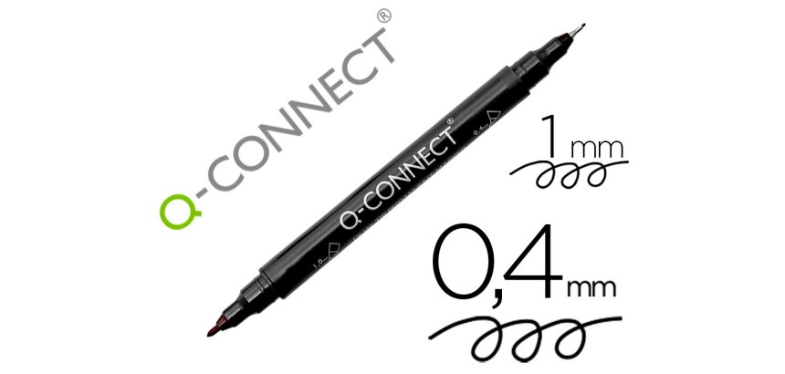 Rotulador q-connect marcador permanente doble punta color negro 4 mm y 1 mm