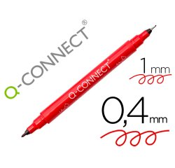 Rotulador q-connect marcador permanente doble punta color rojo 0,4 mm y 1 mm