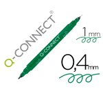 Rotulador q-connect marcador permanente doble punta color verde 0,4 mm y 1 mm