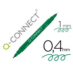 Rotulador q-connect marcador permanente doble punta color verde 0,4 mm y 1 mm