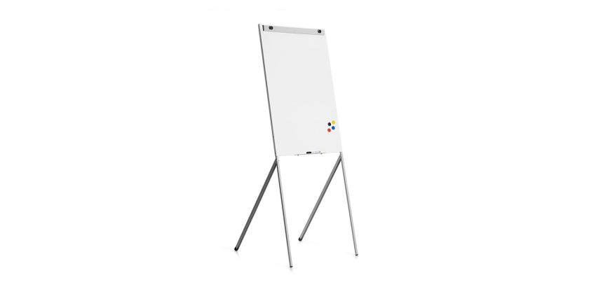 Pizarra blanca rocada para conferencias lacada magnetica metalica con brazo extensible lateral para 2 hojas 68x104 cm