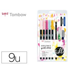 Set blended lettering tombow good vibes 9 piezas