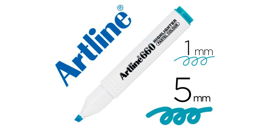 Rotulador artline fluorescente ek-660 azul pastel punta biselada