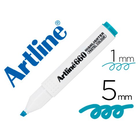 Rotulador artline fluorescente ek-660 azul pastel punta biselada