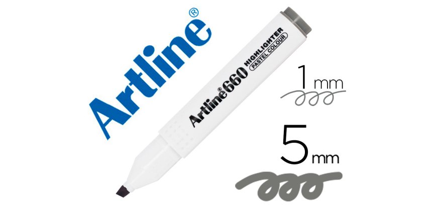 Rotulador artline fluorescente ek-660 gris pastel punta biselada