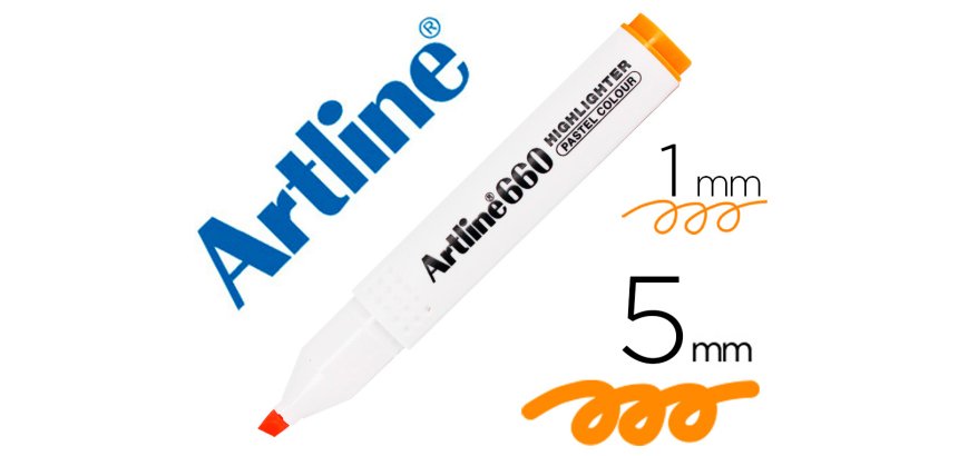 Rotulador artline fluorescente ek-660 naranja pastel punta biselada