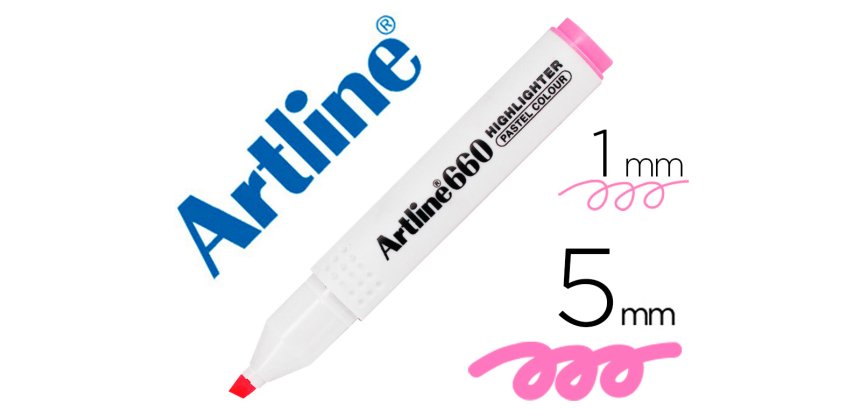 Rotulador artline fluorescente ek-660 rosa pastel punta biselada