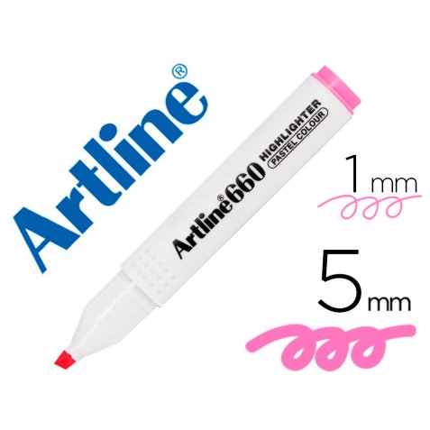 Rotulador artline fluorescente ek-660 rosa pastel punta biselada