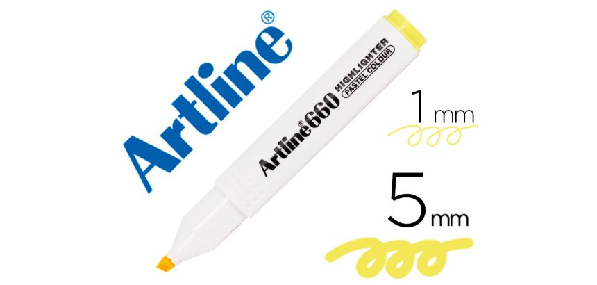 Rotulador artline fluorescente ek-660 amarillo pastel punta biselada