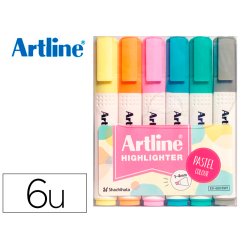 Rotulador artline fluorescente ek-660 colores pastel bolsa de 6 unidades colores surtidos