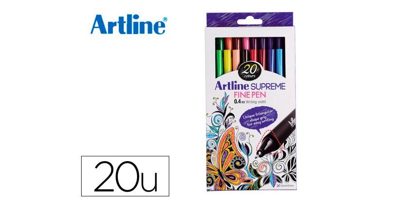 Rotulador artline supreme epfs200 fine liner punta de fibra 0,4 mm bolsa 20 unidades colores surtidos